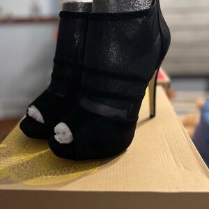 Elegant Black Peep-Toe Ankle Boots
